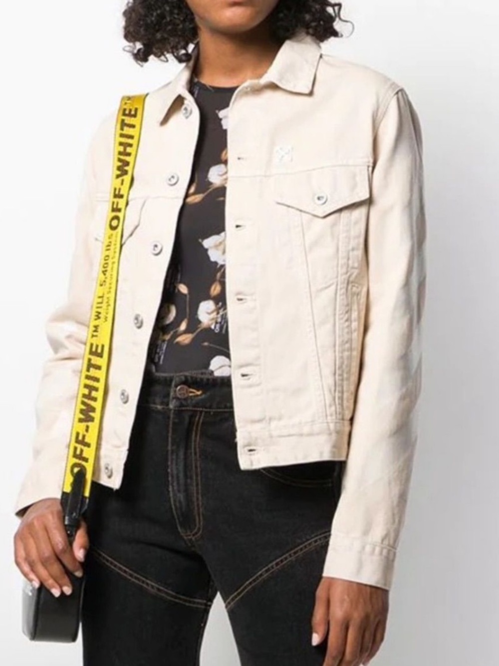 OFF-WHITE Cream Denim Trucker Jacket - Women